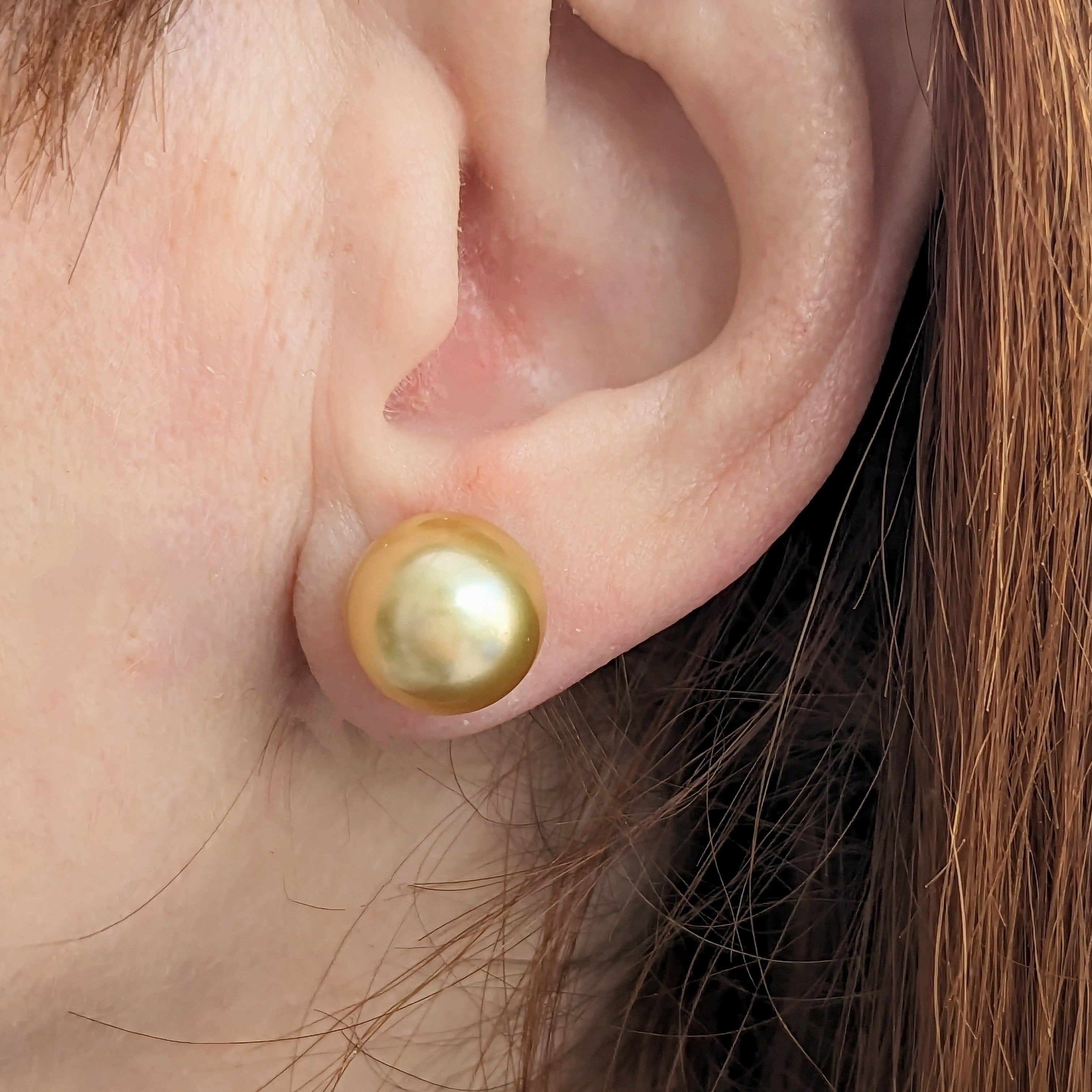 11-12mm Golden South Sea Pearl Stud Earrings