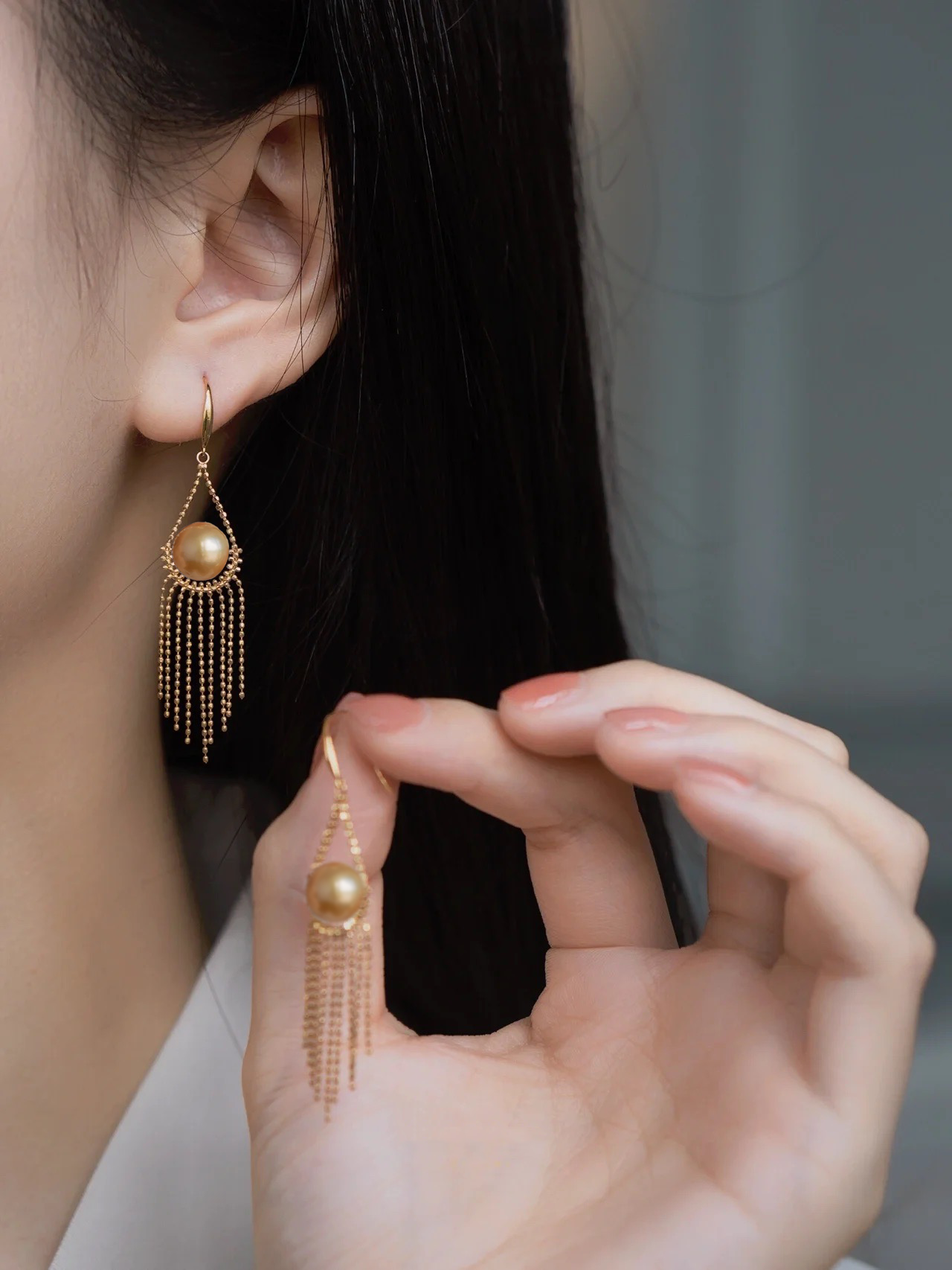 Mysterious Rasia Lace Pearl Earrings | 18k Gold Plated