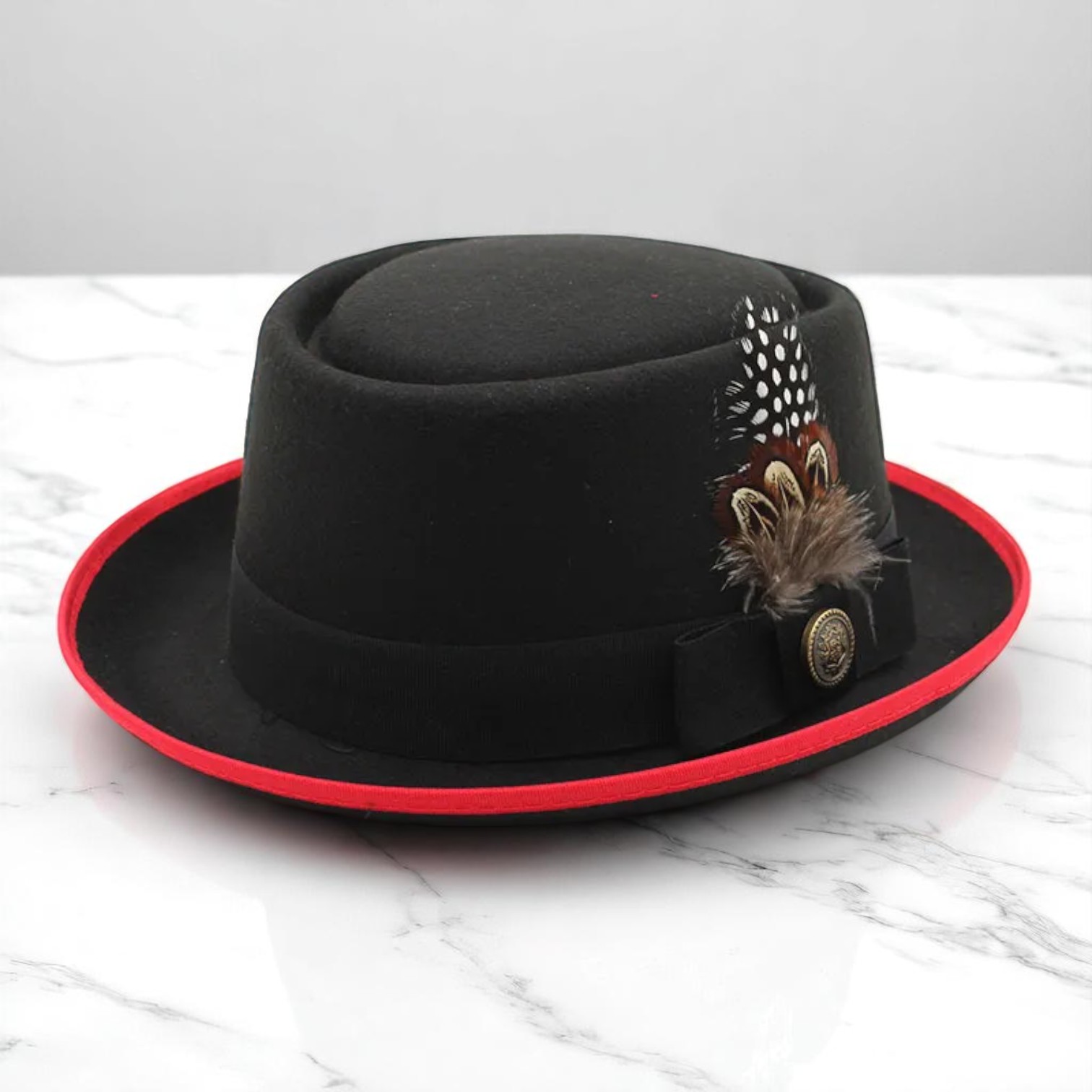 Cliff Bowler Hat-Black/Red