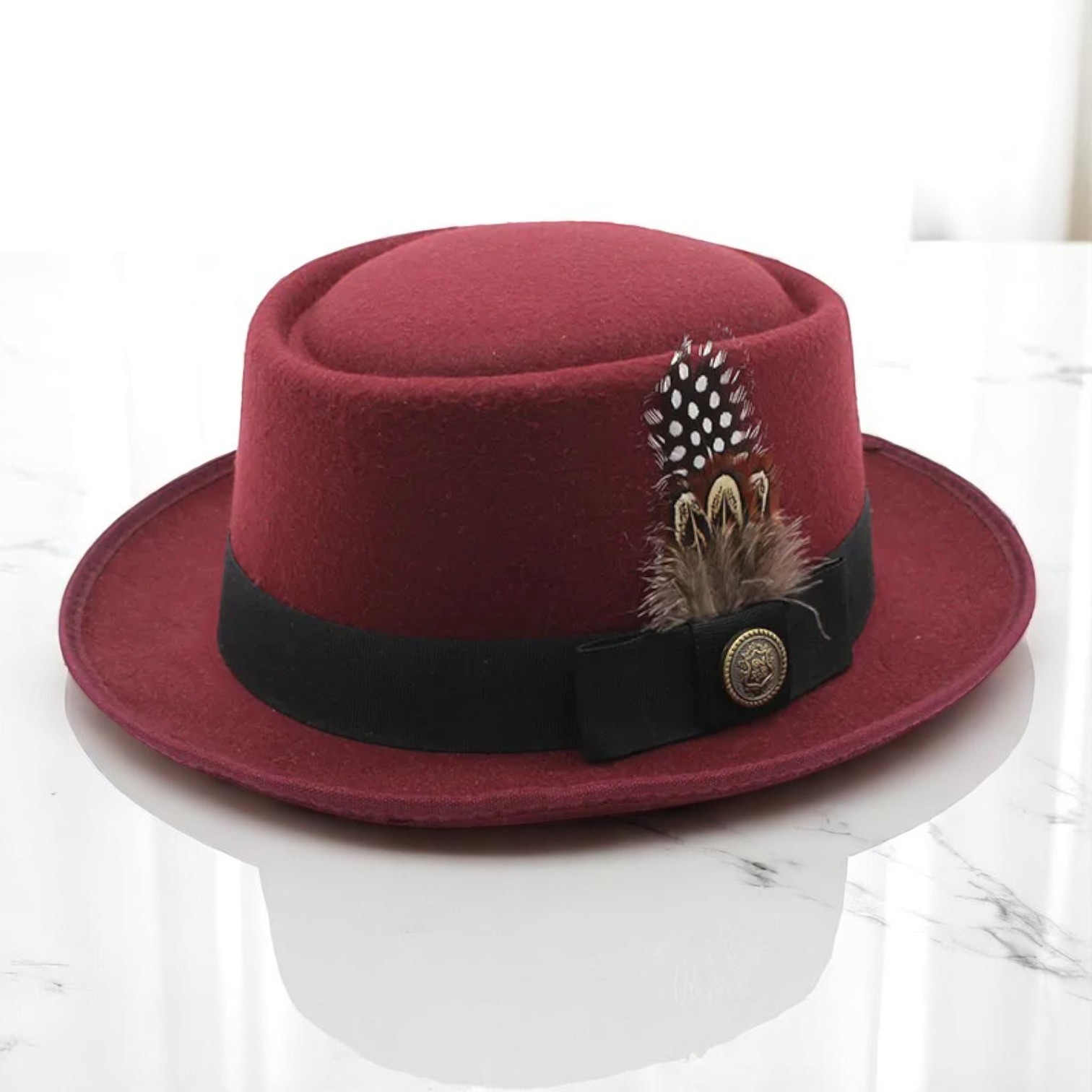 Cliff Bowler Hat-Wine Red