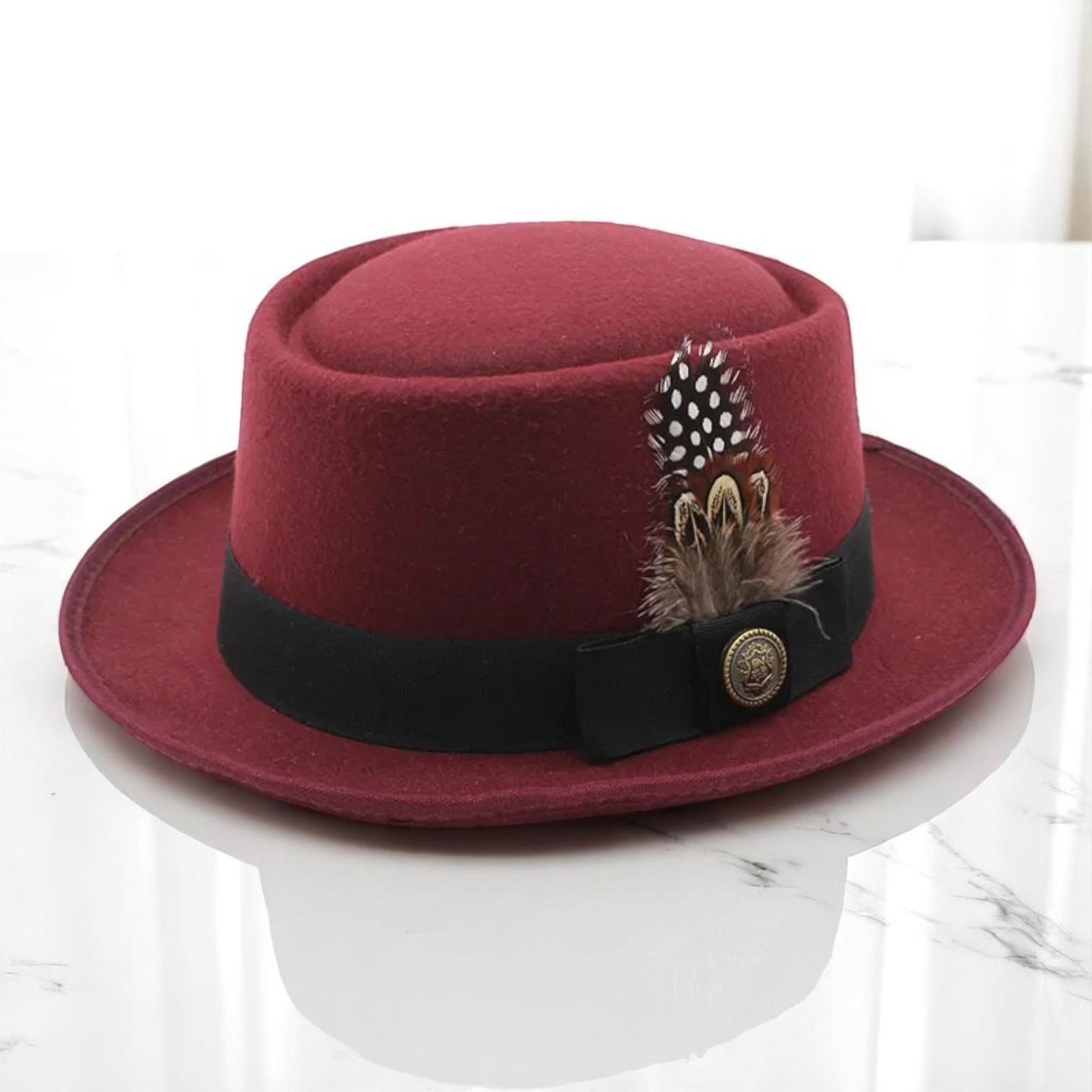 Cliff Bowler Hat-Wine Red