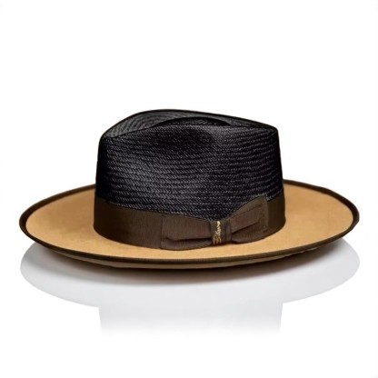 Two Tone | Exclusive Panama and Felt Fedora Hat - Black/Camel