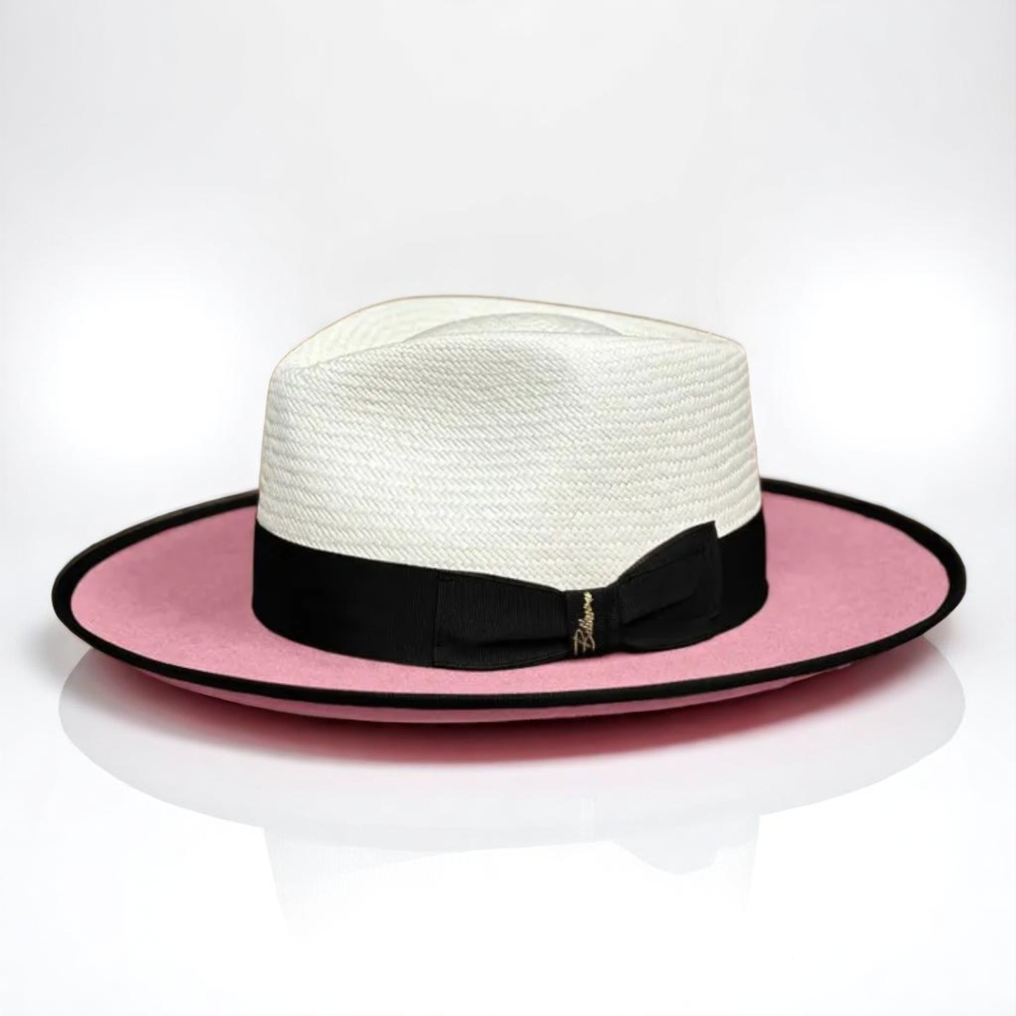 Two Tone | Exclusive Panama and Felt Fedora Hat - Pink