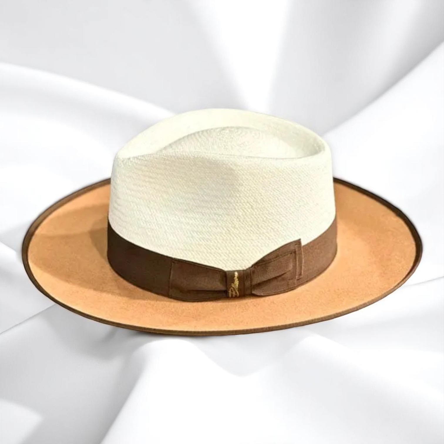 Two Tone | Exclusive Panama and Felt Fedora Hat - Camel