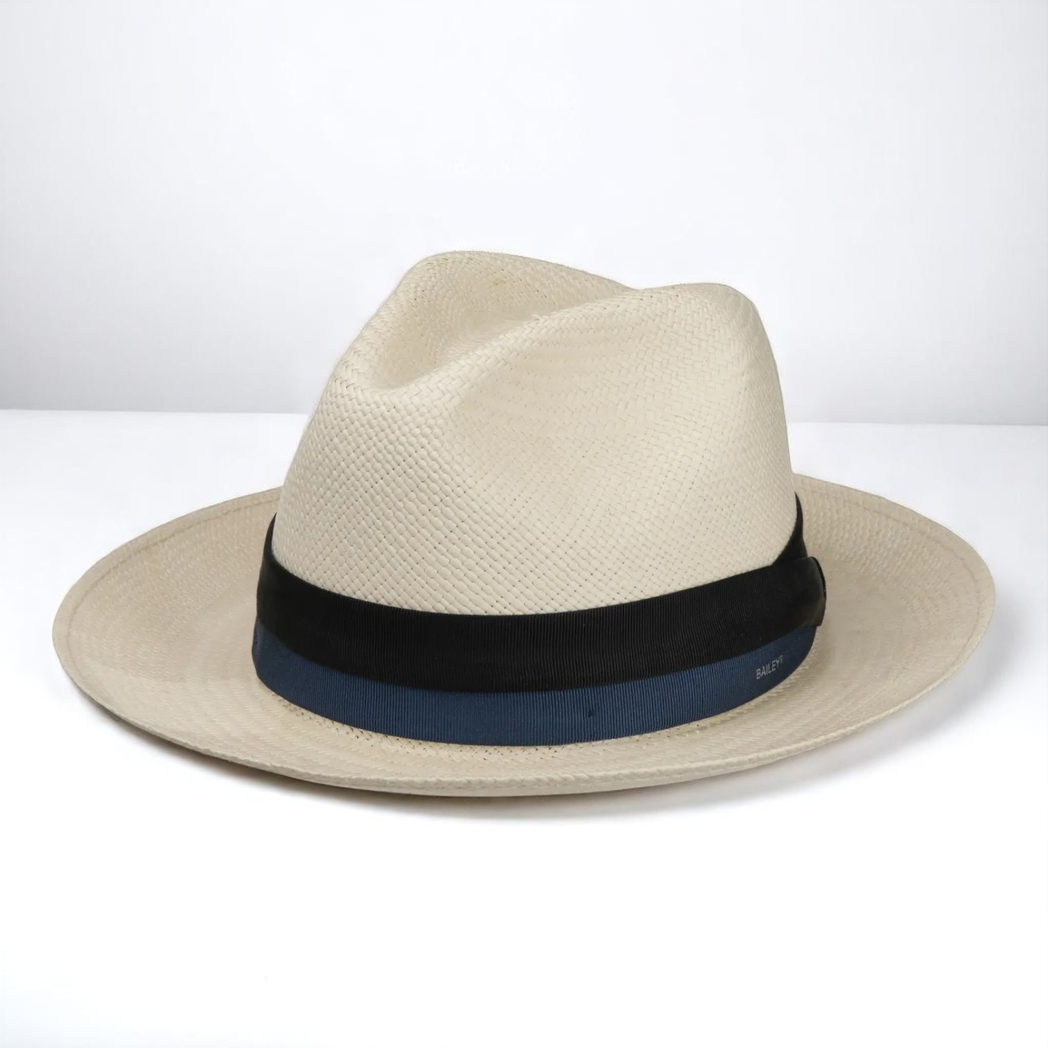 Two-color hatband | Handmade Panama Hat - Natural/Black/Blue