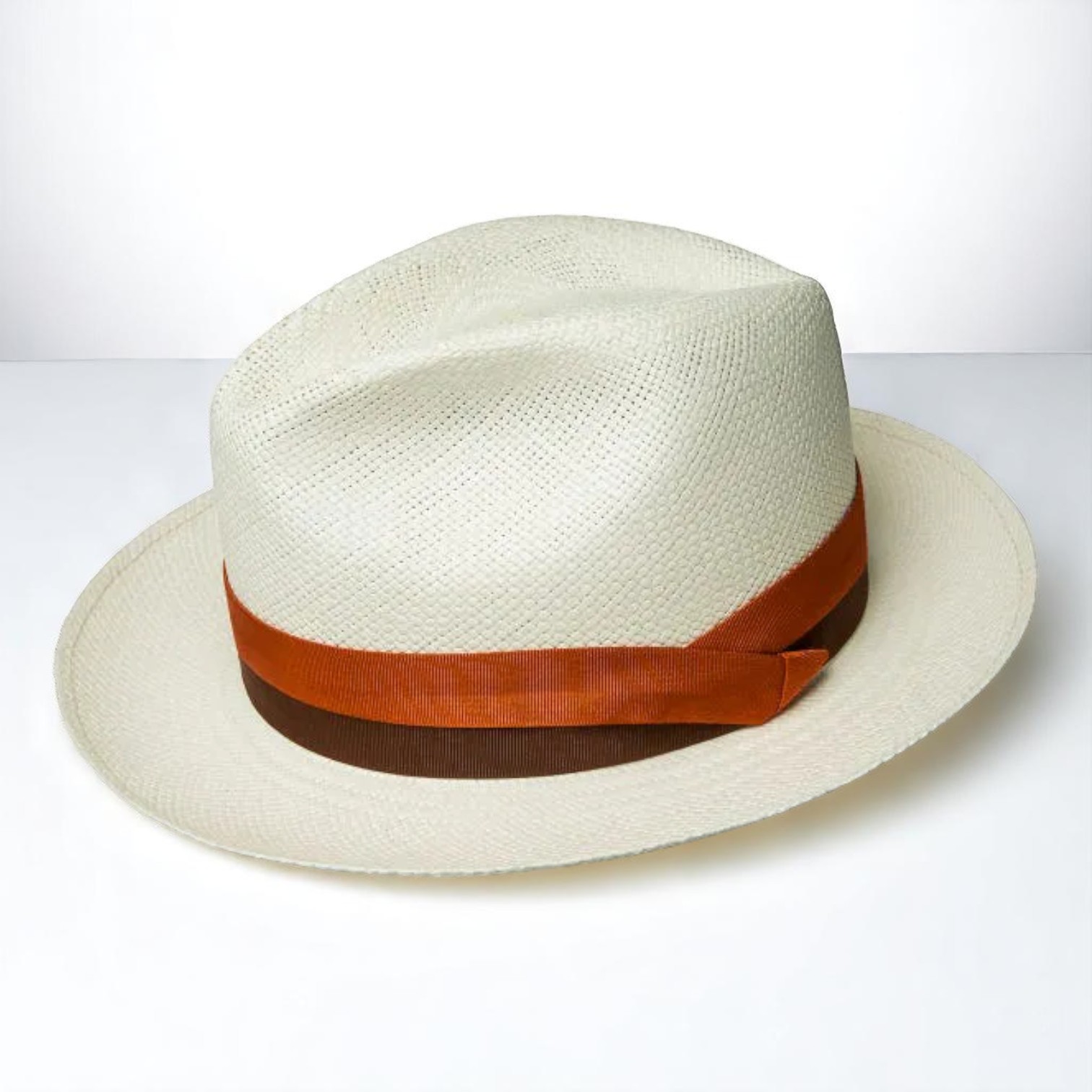 Two-color hatband | Handmade Panama Hat - Natural/Red/Wine