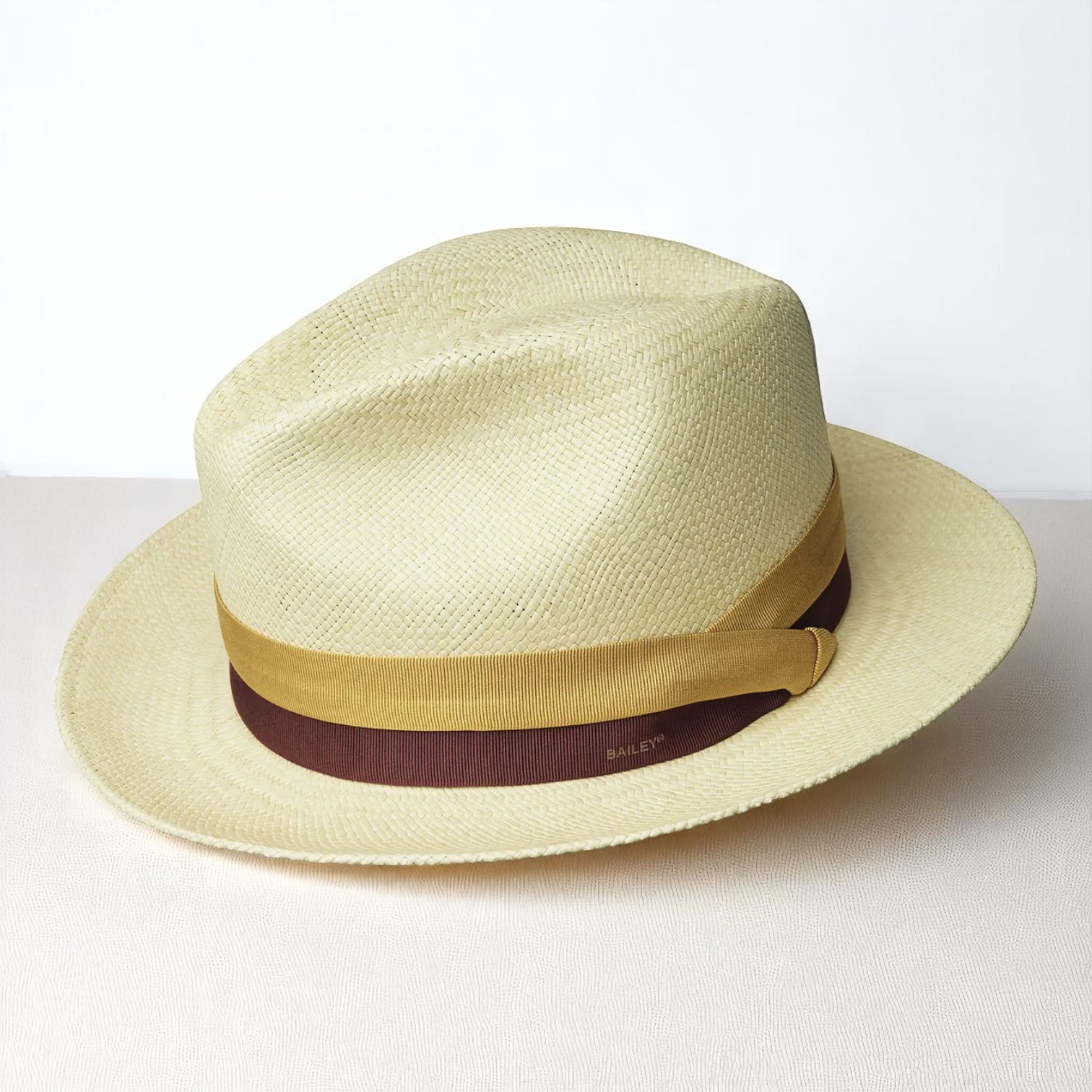 Two-color hatband | Handmade Panama Hat - Nartral/Yellow/Red