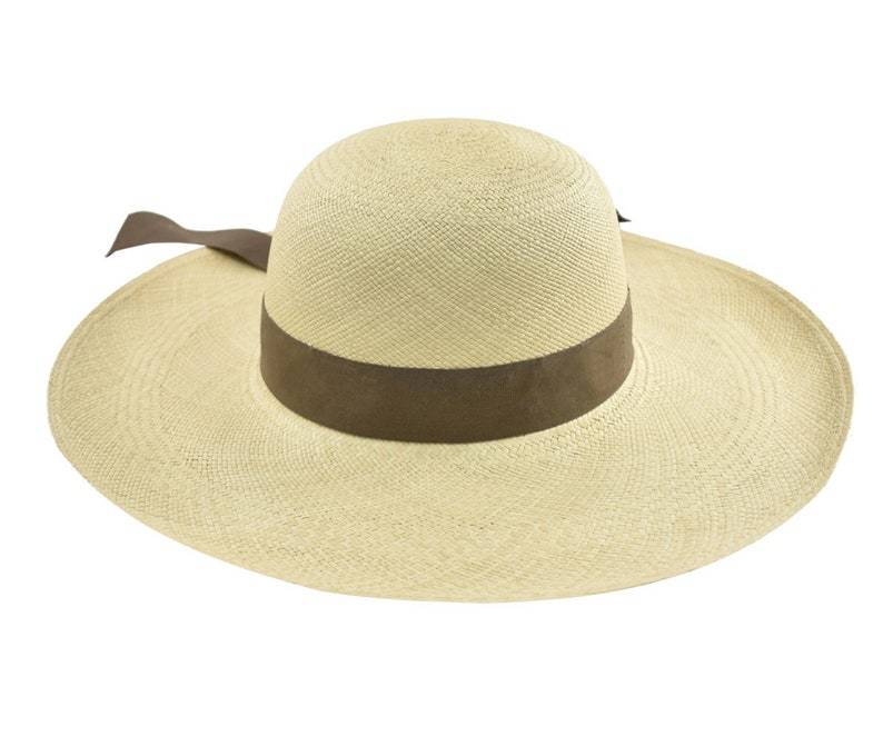 Classy Long Brim | Genuine Panama Hat | Natural Toquilla Straw | Brown Band | Handwoven in Ecuador - EA - HatBox Included