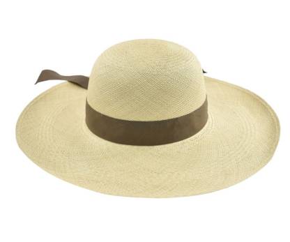 Classy Long Brim | Genuine Panama Hat | Natural Toquilla Straw | Brown Band | Handwoven in Ecuador - EA - HatBox Included