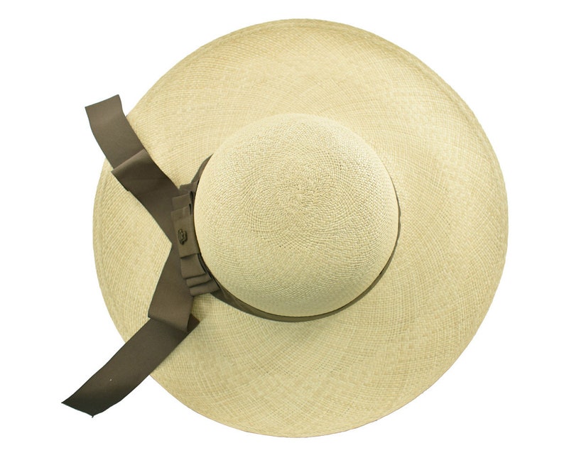 Classy Long Brim | Genuine Panama Hat | Natural Toquilla Straw | Brown Band | Handwoven in Ecuador - EA - HatBox Included