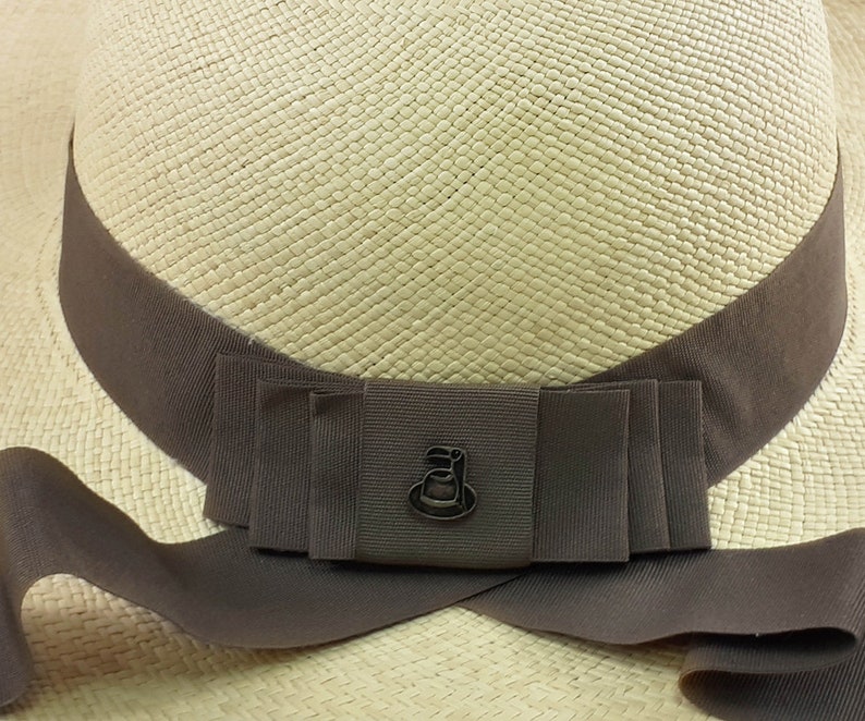 Classy Long Brim | Genuine Panama Hat | Natural Toquilla Straw | Brown Band | Handwoven in Ecuador - EA - HatBox Included