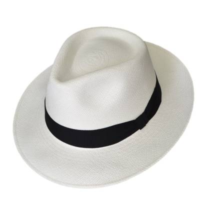 Teardrop Fedora Panama Hat | White Straw | Brisa Weave | Black Band | Handwoven in Ecuador - GPH - HatBox Included-BOX PACKING