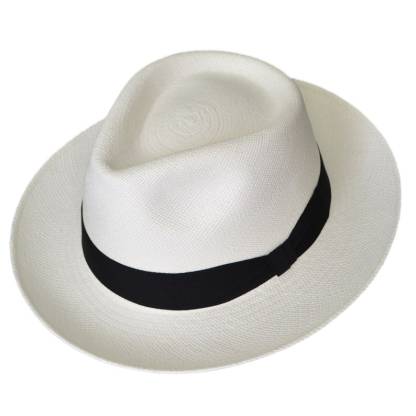 Teardrop Fedora Panama Hat | White Straw | Brisa Weave | Black Band | Handwoven in Ecuador - GPH - HatBox Included-BOX PACKING