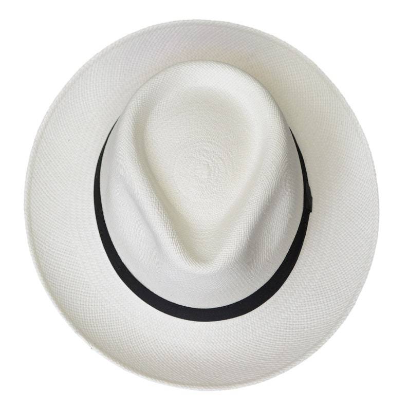 Teardrop Fedora Panama Hat | White Straw | Brisa Weave | Black Band | Handwoven in Ecuador - GPH - HatBox Included-BOX PACKING