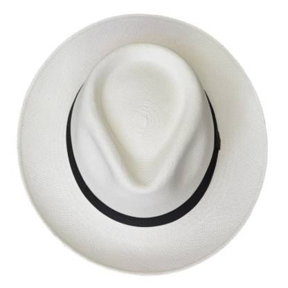 Teardrop Fedora Panama Hat | White Straw | Brisa Weave | Black Band | Handwoven in Ecuador - GPH - HatBox Included-BOX PACKING