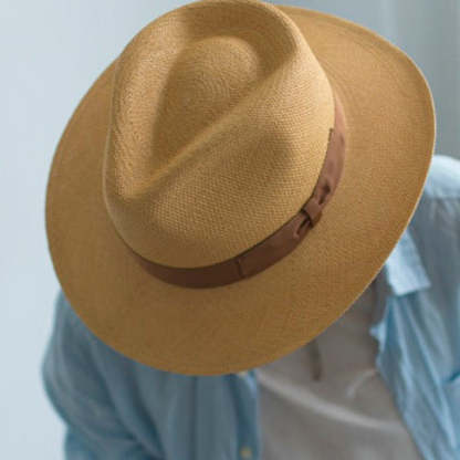 Panama Tabacco Western Fedora Buttero Grosgrain