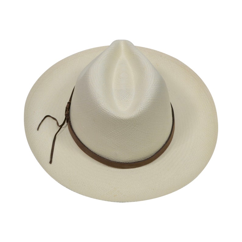 Original Panama Hat - Wide Brim Classic Fedora - White Straw - Brown Leather Band - Handmade in Ecuador by Ecua-Andino - EA-BOX PACKING
