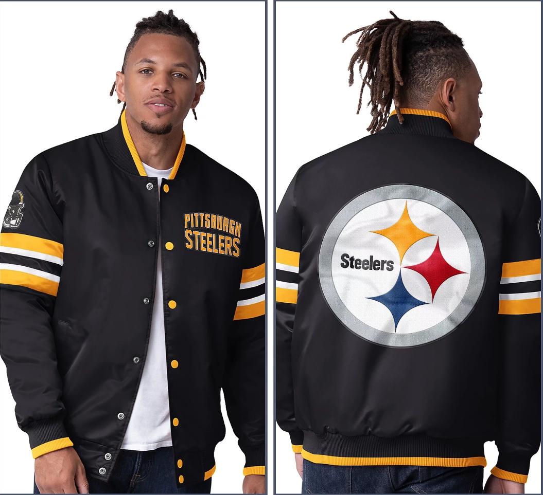 💝💝Last day of clearance!!💝Buy more, save more✨Starter Satin Twill Snap Front Jacket（Buy 2 get 1 free）