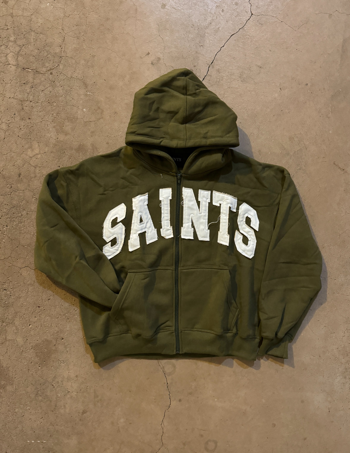 TWO PIECE SET-“SAINTS” CROOKED ZIP UP HOODIE&PANT v2