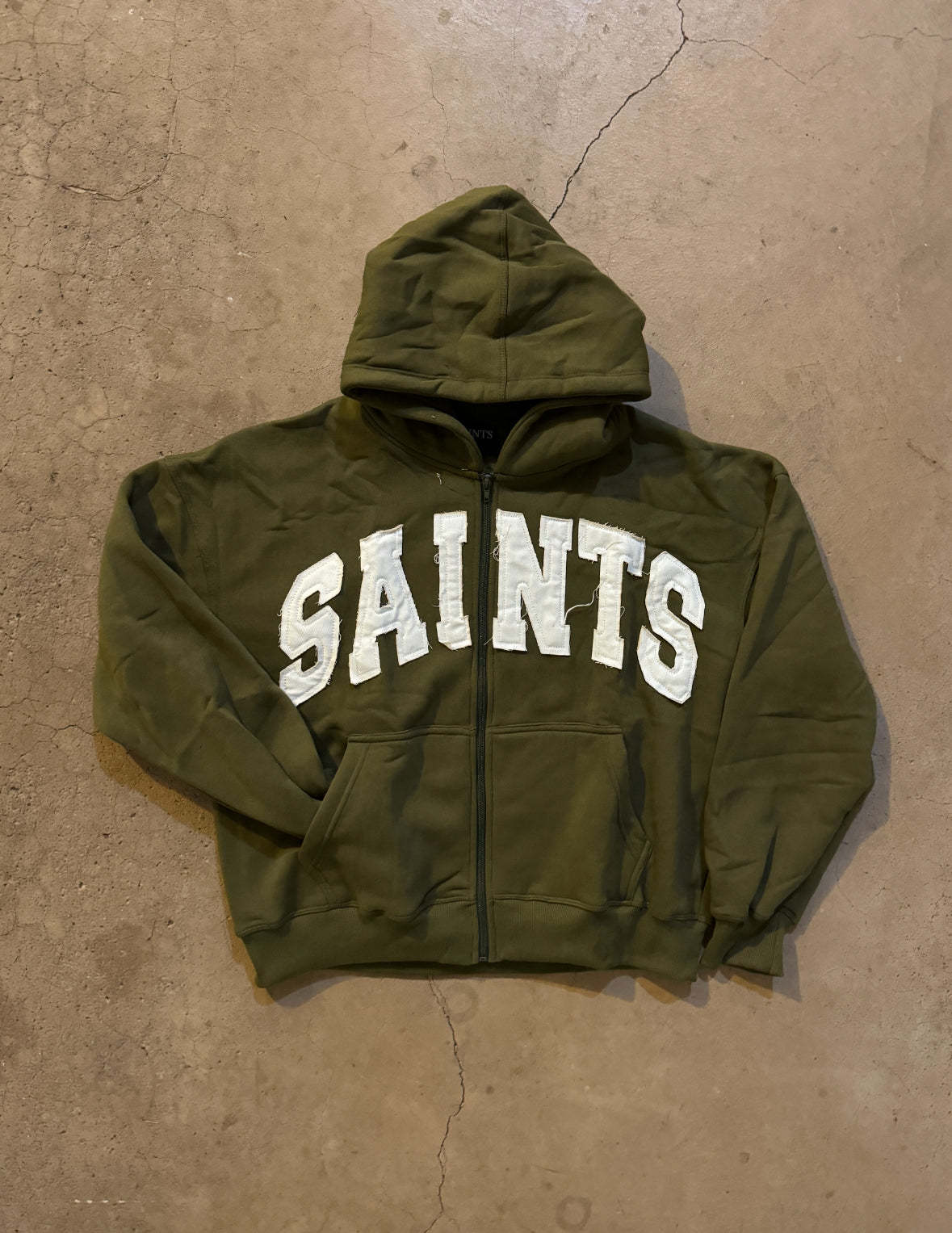 TWO PIECE SET-“SAINTS” CROOKED ZIP UP HOODIE&PANT v2