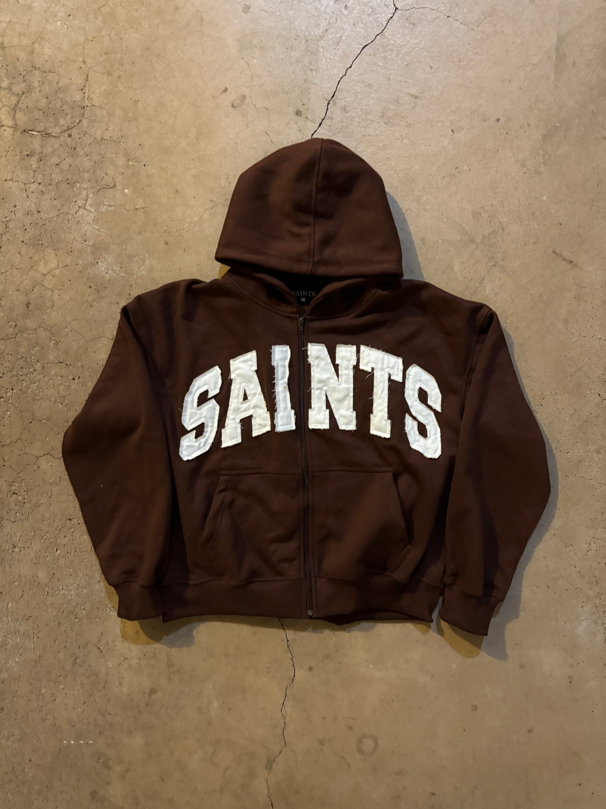TWO PIECE SET-“SAINTS” CROOKED ZIP UP HOODIE&PANT v2