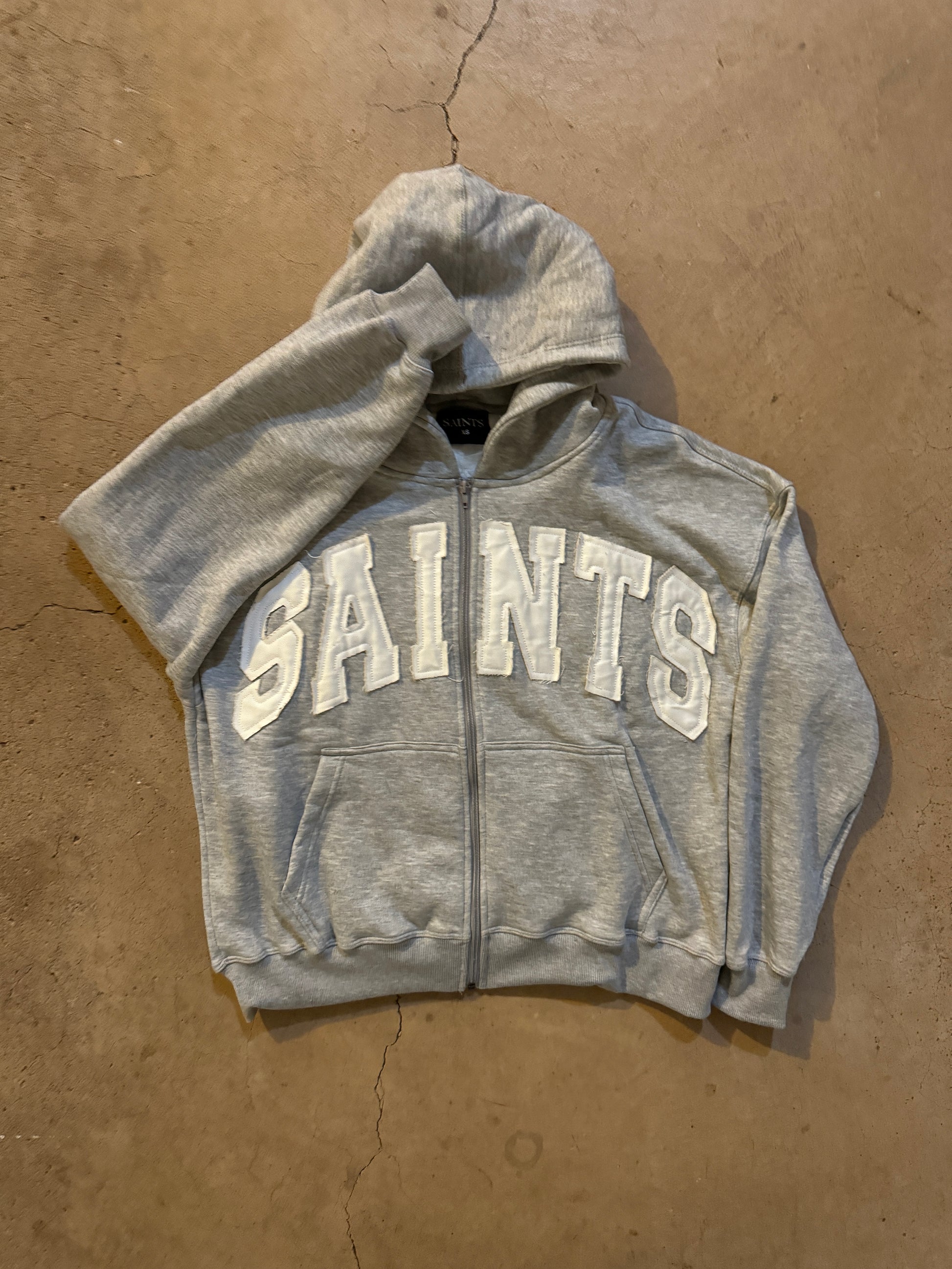 TWO PIECE SET-“SAINTS” CROOKED ZIP UP HOODIE&PANT v2