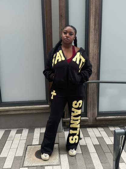 TWO PIECE SET-“SAINTS” CROOKED ZIP UP HOODIE&PANT v2