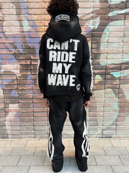 Patchwork casual hoodie set