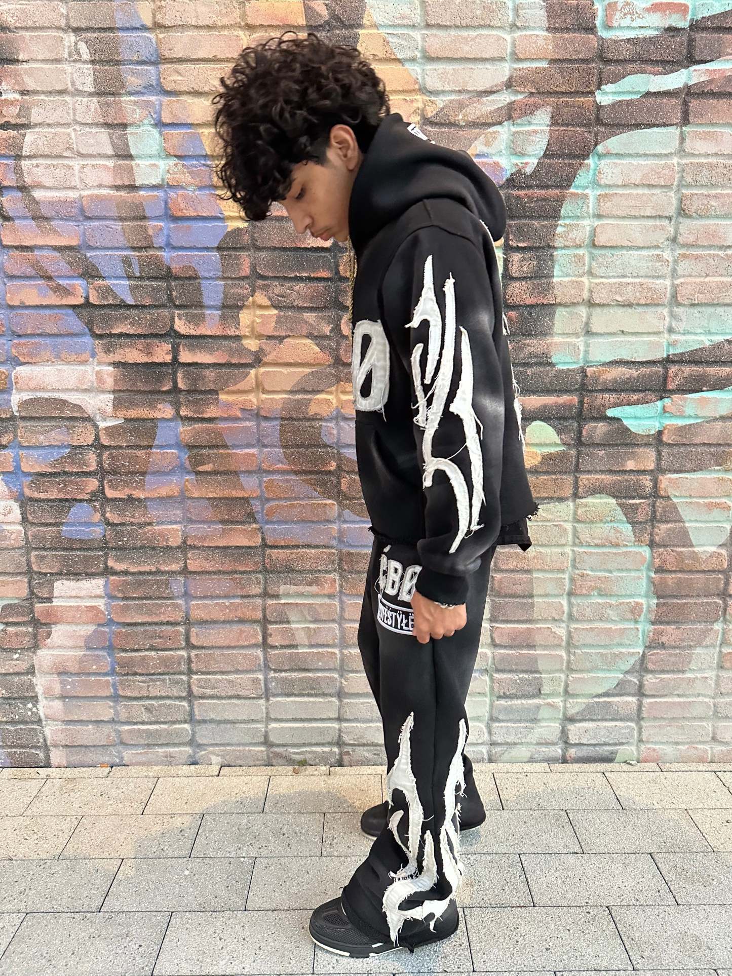 Patchwork casual hoodie set