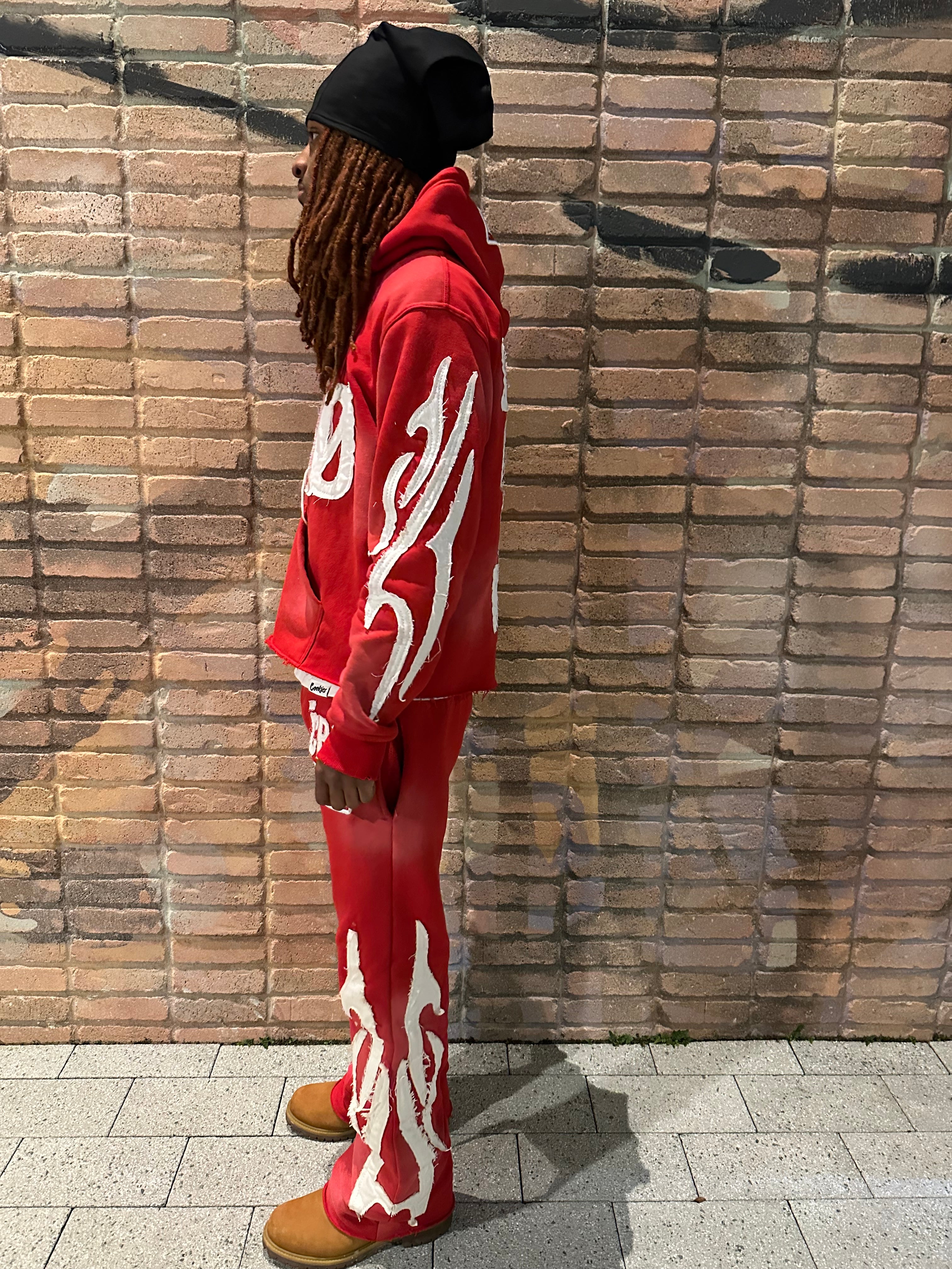 Patchwork casual hoodie set