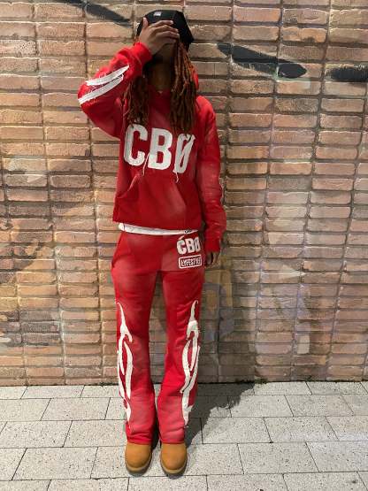 Patchwork casual hoodie set