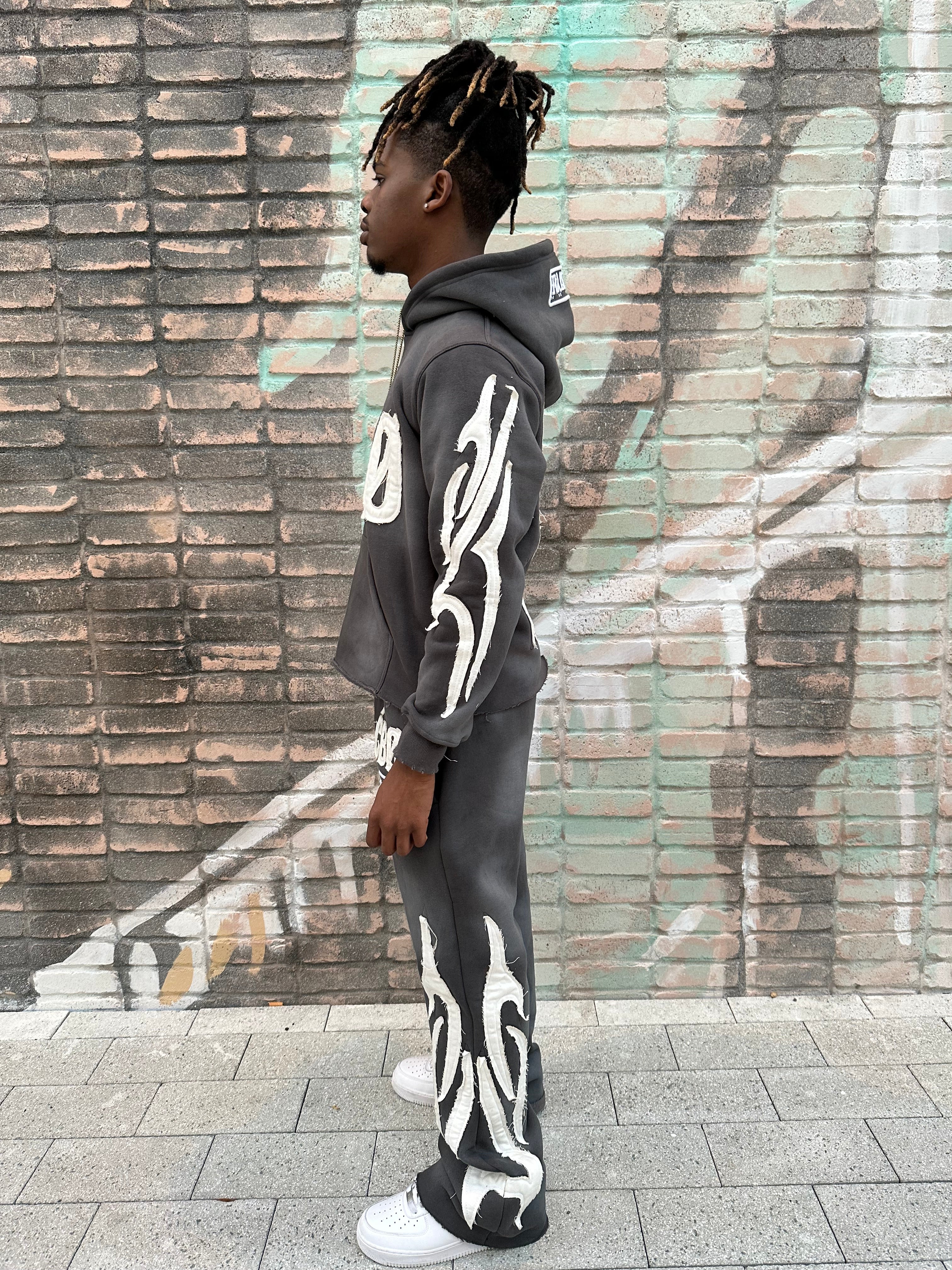 Patchwork casual hoodie set