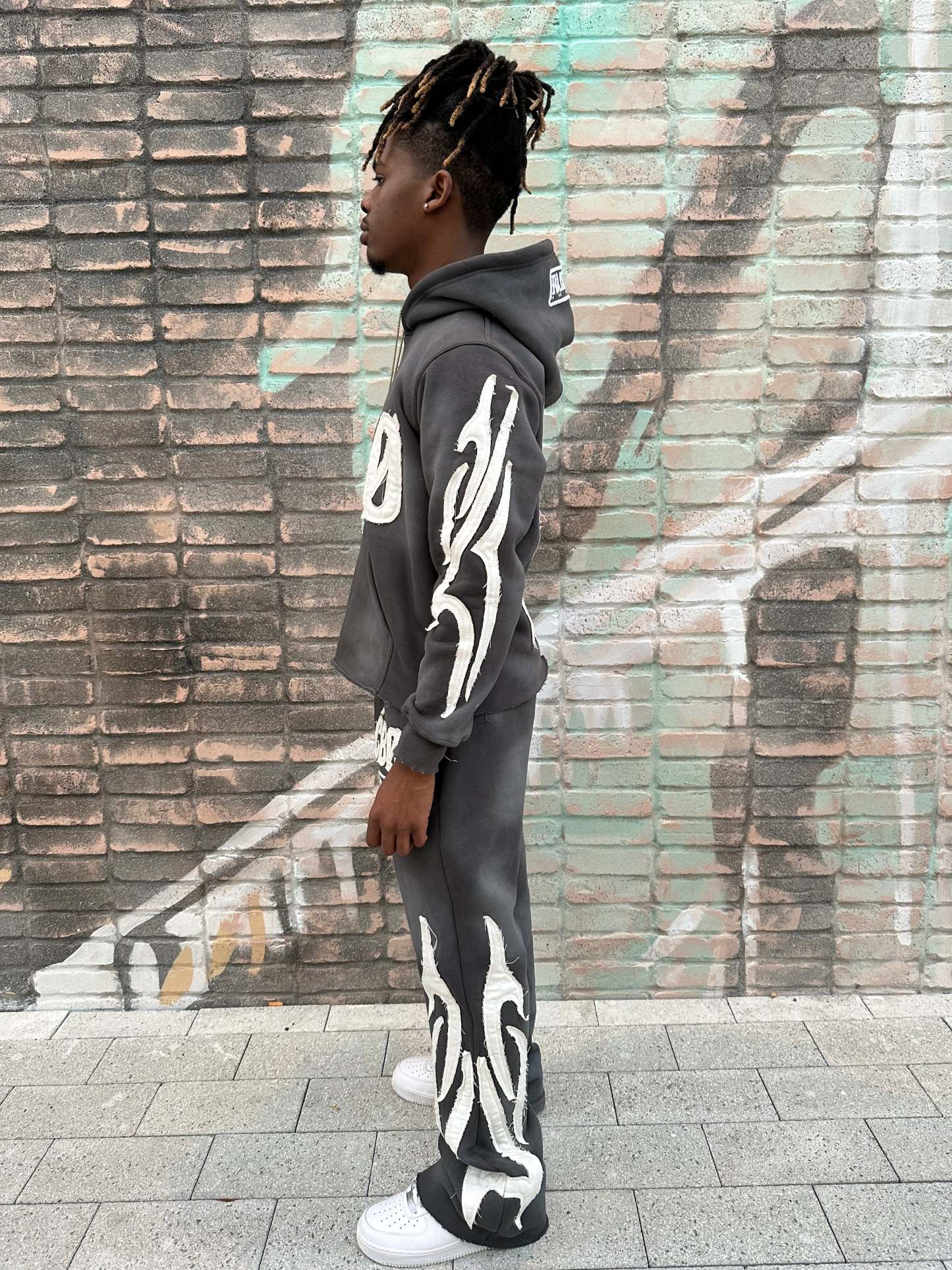 Patchwork casual hoodie set