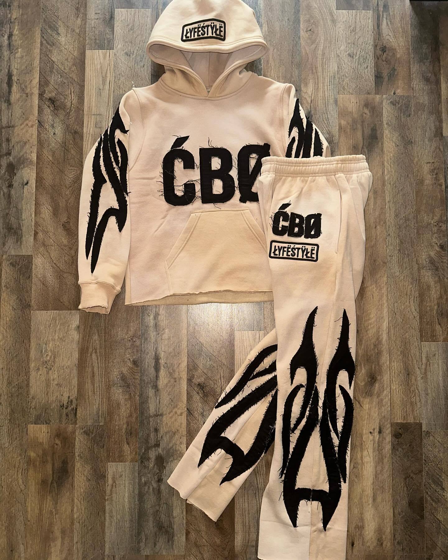 Patchwork casual hoodie set