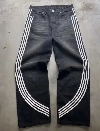Casual curved striped pants
