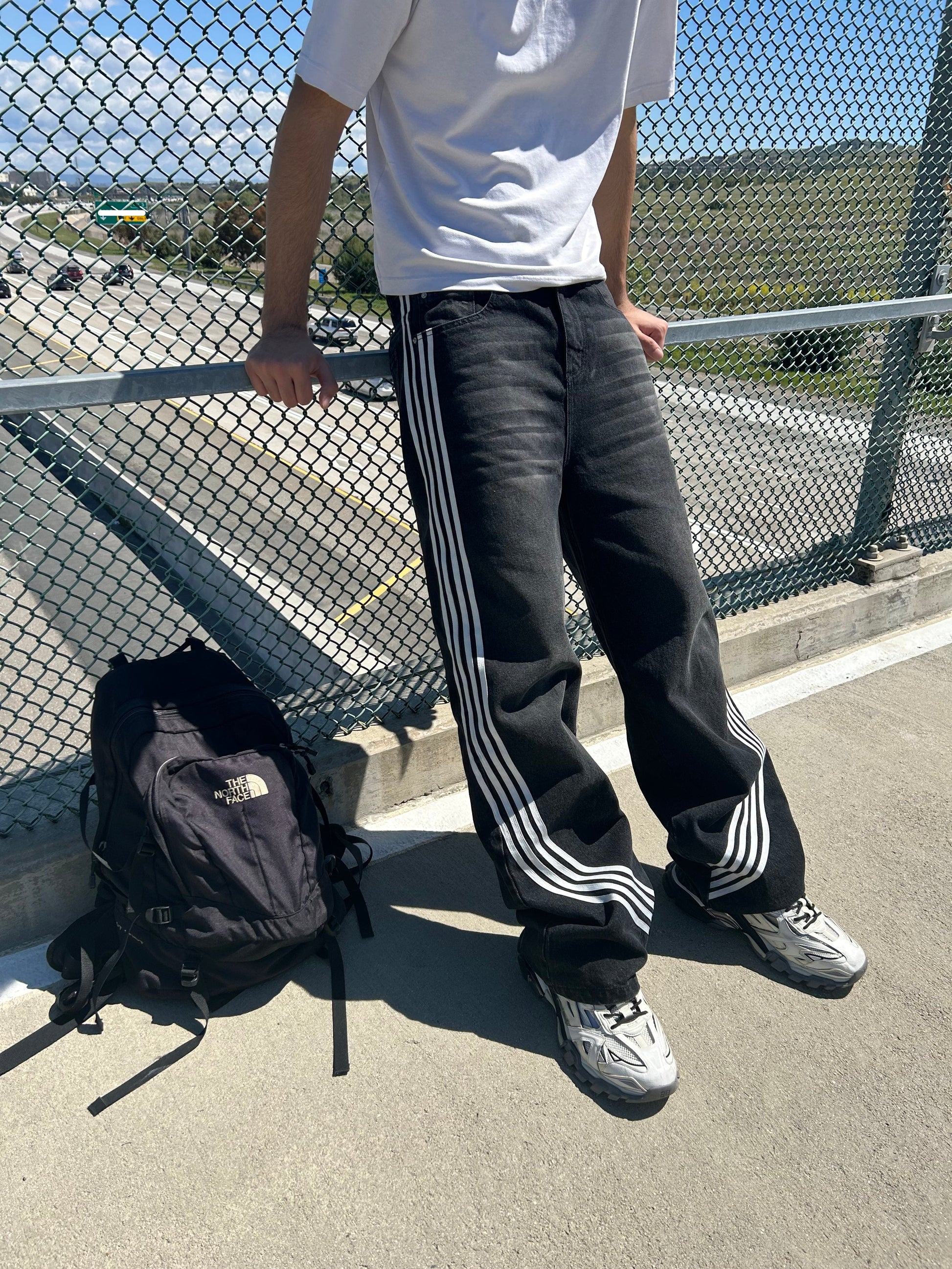 Casual curved striped pants