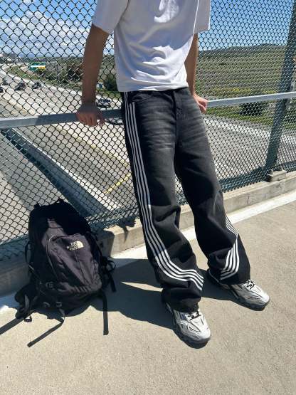 Casual curved striped pants