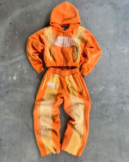 Casual patchwork hoodie set