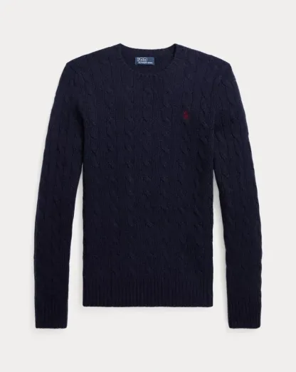 POLO Cable-Knit Cotton Crew Neck Sweater