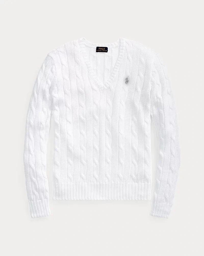 POLO Cable-Knit Cotton Crew Neck Sweater