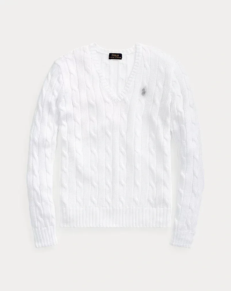 POLO Cable-Knit Cotton Crew Neck Sweater