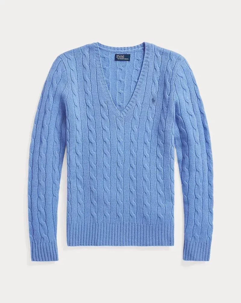 POLO Cable-Knit Cotton V-Neck Sweater