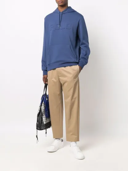 Polo Ralph Laurenembossed-logo drawstring hoodie