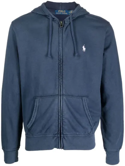 Polo Ralph Laurenlogo-embroidered zip-up drawstring hoodie