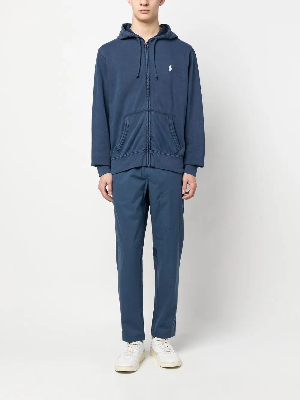 Polo Ralph Laurenlogo-embroidered zip-up drawstring hoodie