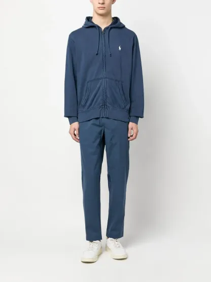 Polo Ralph Laurenlogo-embroidered zip-up drawstring hoodie