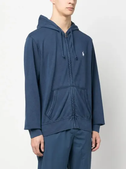 Polo Ralph Laurenlogo-embroidered zip-up drawstring hoodie