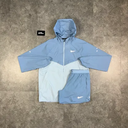 Nike Stride UV Windrunner Jacket Worn Blue & Worn Blue Flex Stride Shorts Set