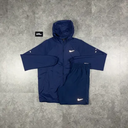 Nike Stride UV Windrunner Jacket Midnight Navy & Navy Challenger Shorts Set
