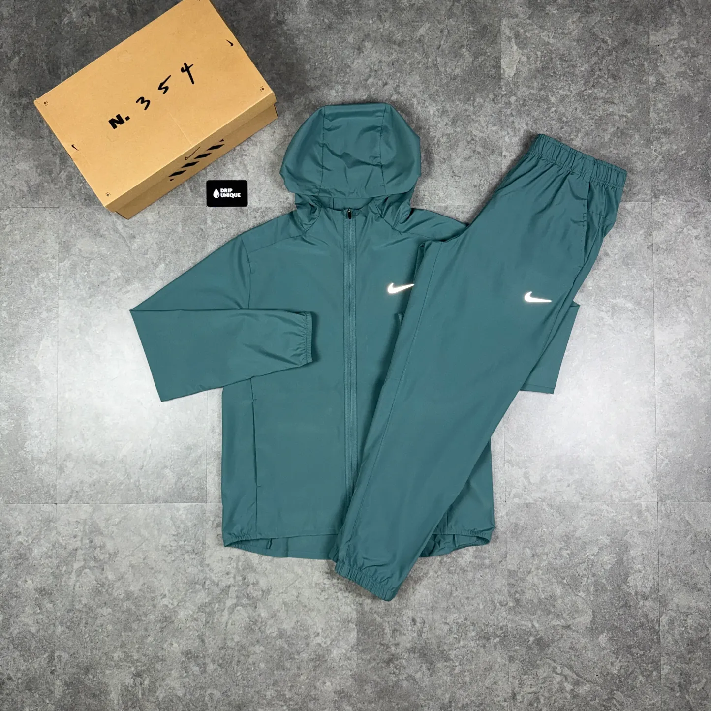 Nike Dri-Fit Form Windrunner Jacket Mineral Slate & Mineral Slate Nike Challenger Pants Set
